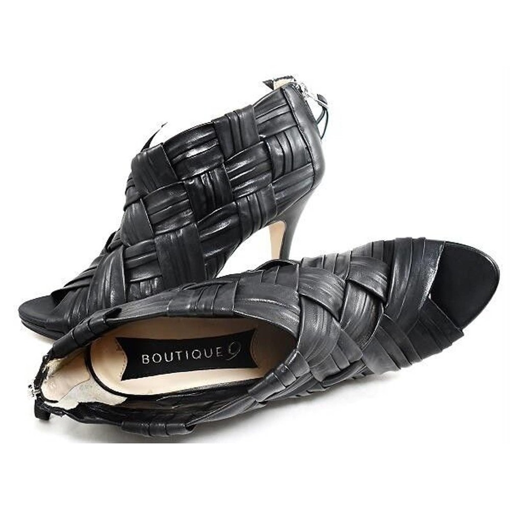 NIB$259 BOUTIQUE 9 ASHOE WOVEN LEATHER CAGE BOOTIE OPEN TOE PUMP HEELS 9.5 39.5 - Picture 5 of 6